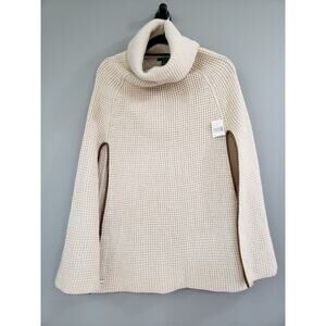 NEW Lauren Ralph Lauren Beige Cream Wool Blend Turtleneck Poncho Cape One‎ Size